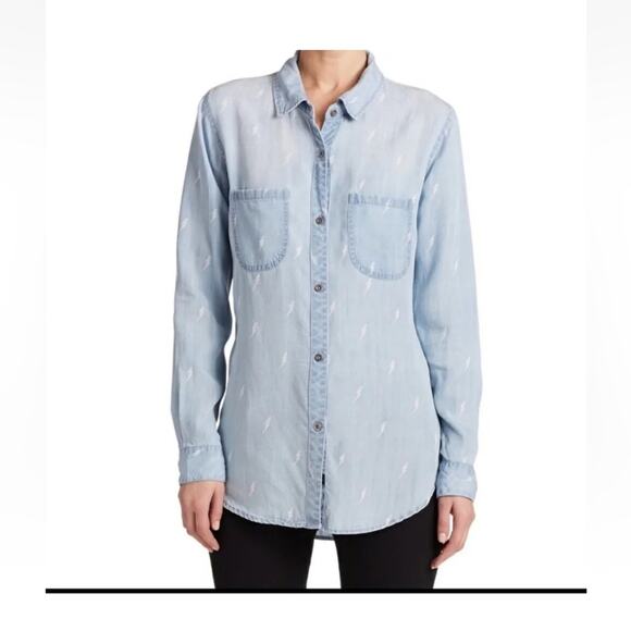 Rails Carter Lightning Bolt Ombré Chambray Button Down Shirt, EUC, Size XS - Picture 1 of 11